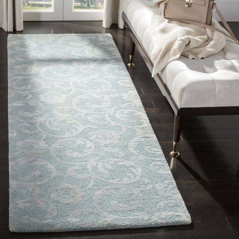 Avayah Soho Hand Tufted Wool & Viscose Damask Rug, Runner 2'6" x 12'