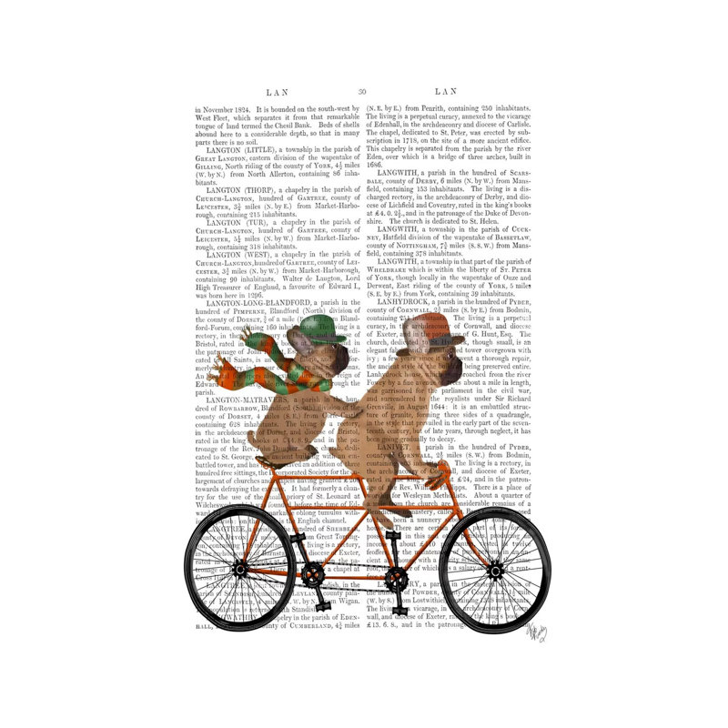 French Bulldog Tandem, Print BG by Fab Funky - Wrapped Canvas Gallery-Wrapped Canvas Giclée