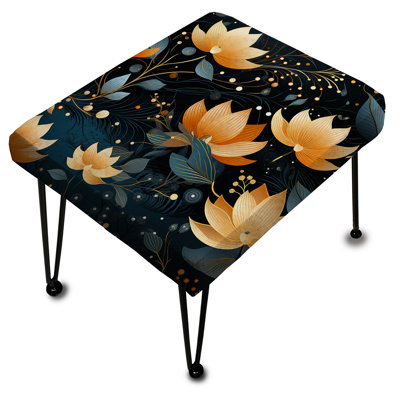 Sacred Silence Mediation - Floral Rectangle Ottoman