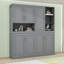 Lit escamotable simple en bois avec armoire, tablettes, éclairage intégré et ports USB-1303295387
