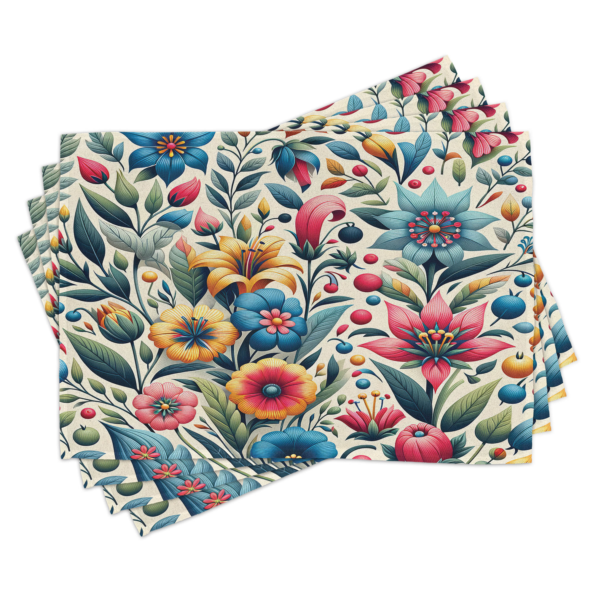 Ambesonne Colorful Place Mats Set of 4 Modern Scandi Vibe Botany ...