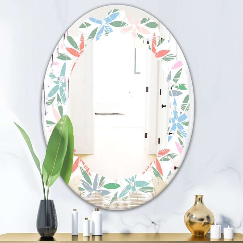 Miroir mural abstrait sans cadre, H 31,5 po x l 23,7 po, Abstract Flower Design