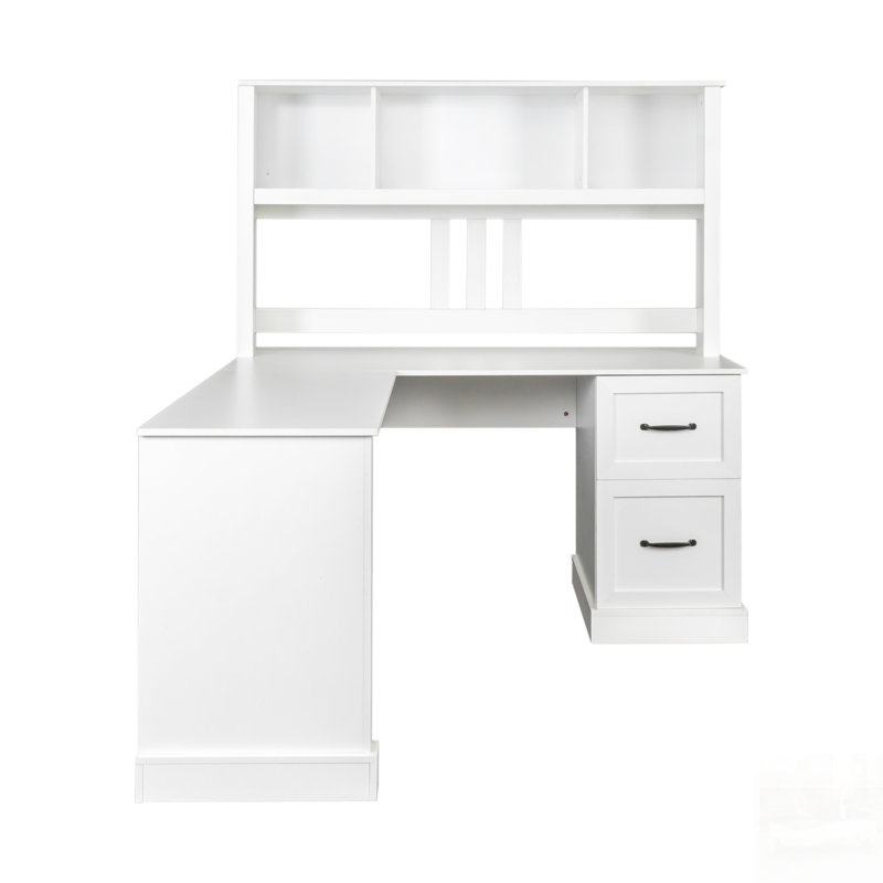 Bureau d'ordinateur à domicile avec huche, spacieux et élégant pour les espaces de travail modernes, Blanc