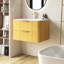 Meuble-lavabo flottant flottant pré-assemblé en contreplaqué ultra-rayé avec lavabo intégré et tiroirs intégrés en pierre frittée blanc de Carrare-356569489