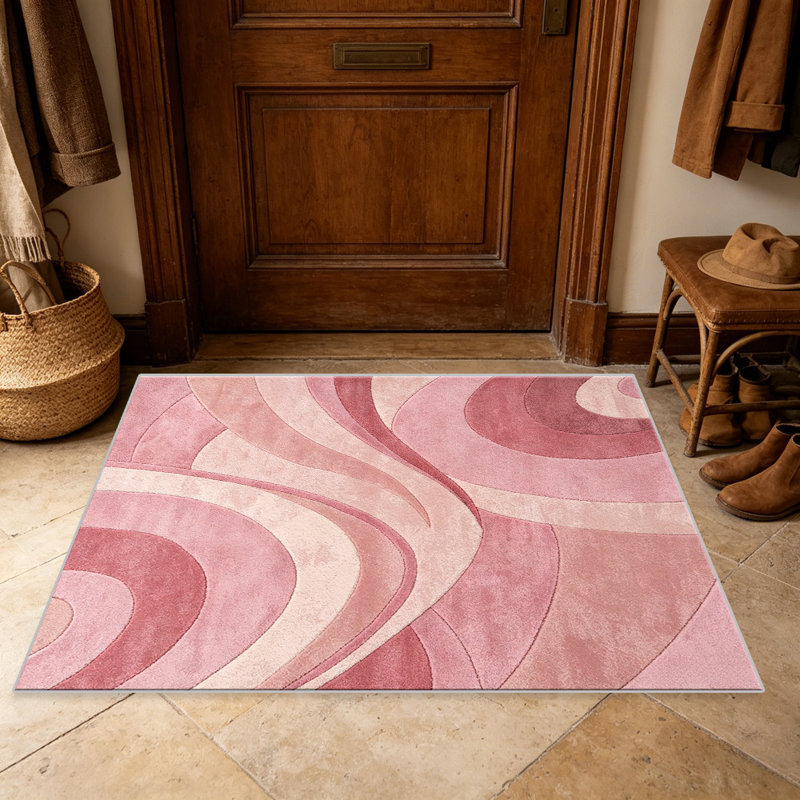 Pink and Blush Abstract Swirl carpet-easy to clean, machine-washable, soft and comfortable; suitable for door mats, kitchens, living rooms, bedrooms, corridors, and laundry areas. Easy to clean, durable carpet for home decoration.