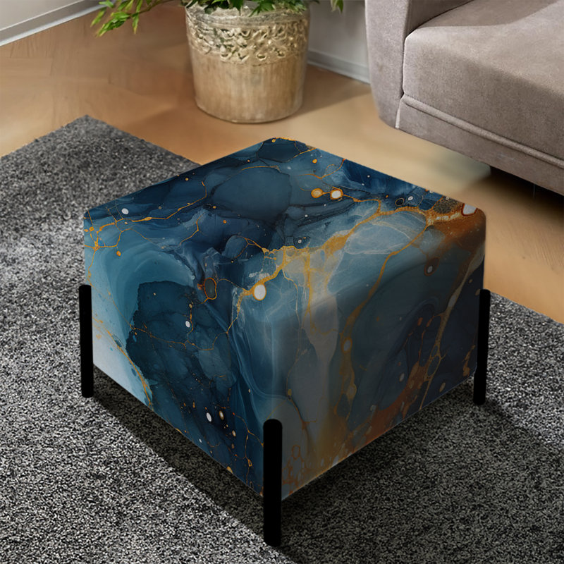 Teal and Gold Astral Marble Dreams - Repose-pieds carré en marbre