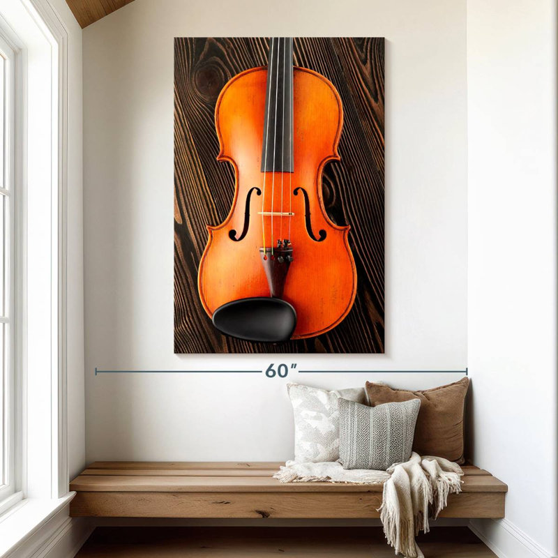 Abarca Violin On Wooden Table, 51" H x 34" W
