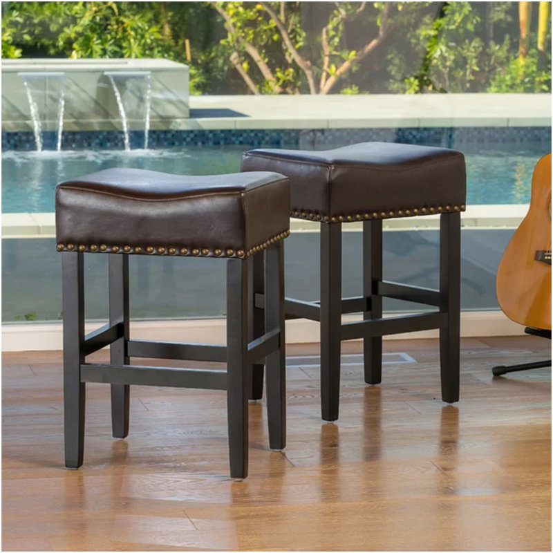 Ensemble de 2 tabourets de comptoir sans dossier 26 po, brun