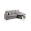 Light Grey Faux Leather Convertible Sectional Sofa Pull Out Bed Couch Storage Chaise Tufted Reversible 2Pc Sectional Living Room