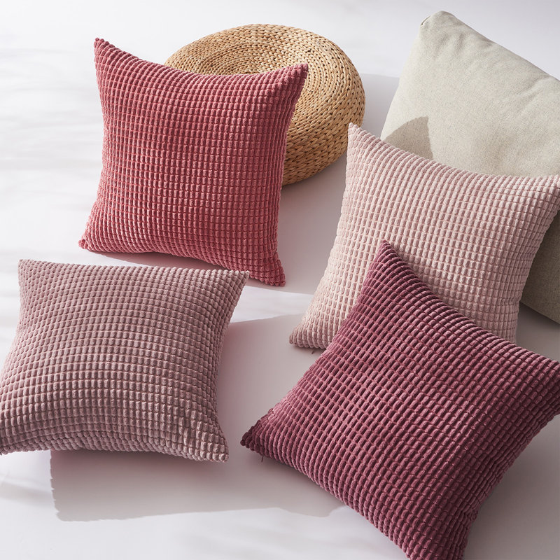 Corduroy Square Pillow Cover, 18"H x 18"W, Pink