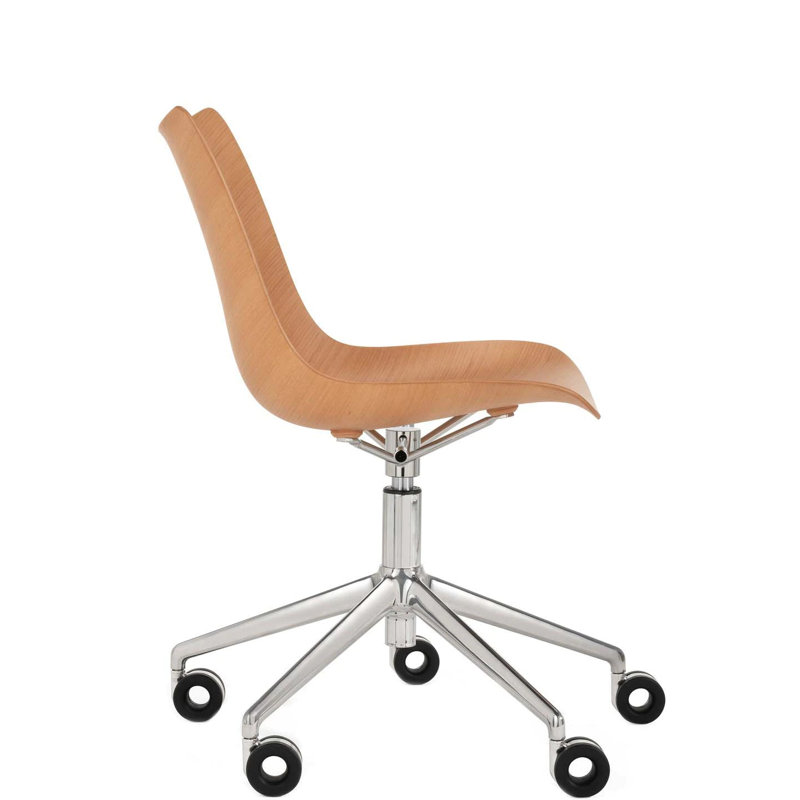 P/Wood Swivel Task Chair, Light Wood/Chrome
