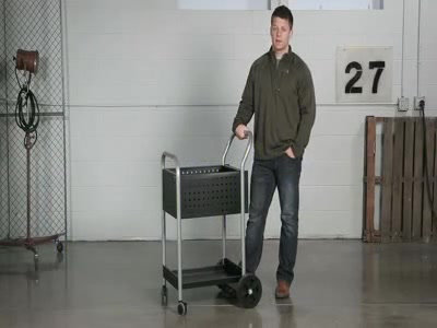 Modern Black Powder-Coated Steel Trolley for 75 Legal Files with Swivel Wheels