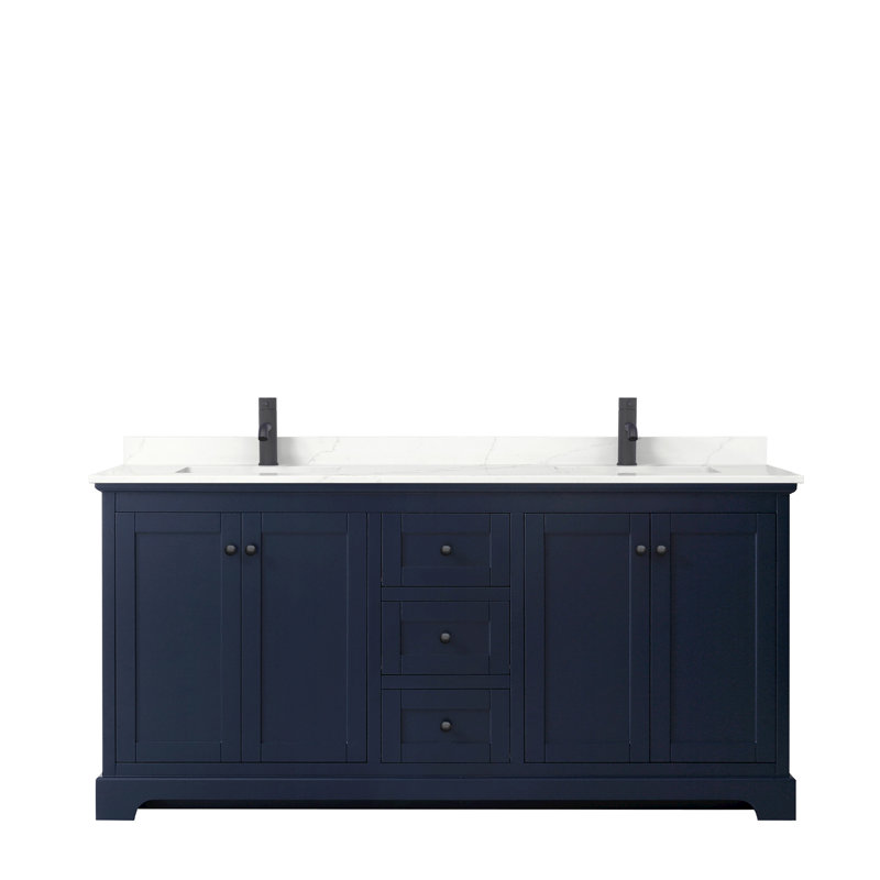 Ensemble de meuble-lavabo double 60 po Avery, Bleu très foncé, Noir mat