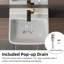 Lavabo mural avec trop-plein Los Flexi, vasque de salle de bain flottante moderne, trou de robinet simple, drain escamotable inclus
