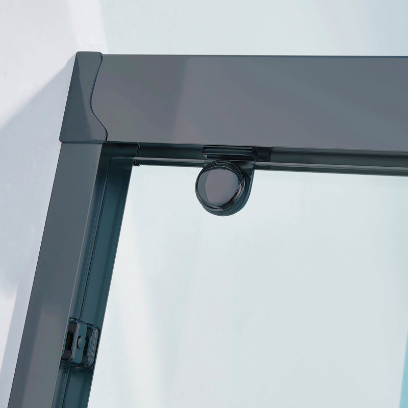 44-48"W X 75"H Double Sliding Shower Door, Aluminium Alloy Frame In Matte Black, 5/16" (8Mm) Thick Sgcc Tempered Clear Glass