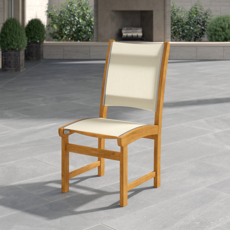 St. Tropez Teak Patio Dining Side Chair, Sand