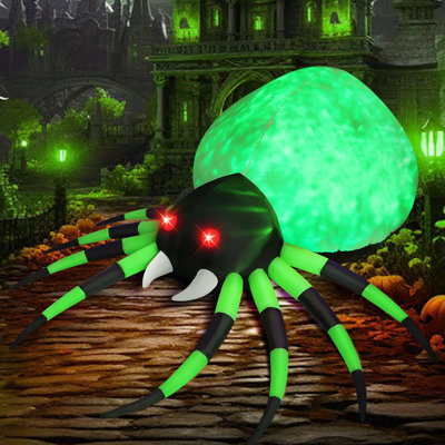 Araignée géante gonflable 8 pi avec lumières vertes intégrées Halloween