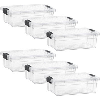 Latitude Run® Clear Storage Bins with Lids, 6 Pack- Plastic Storage Boxes for Home- 4.5 Quart
