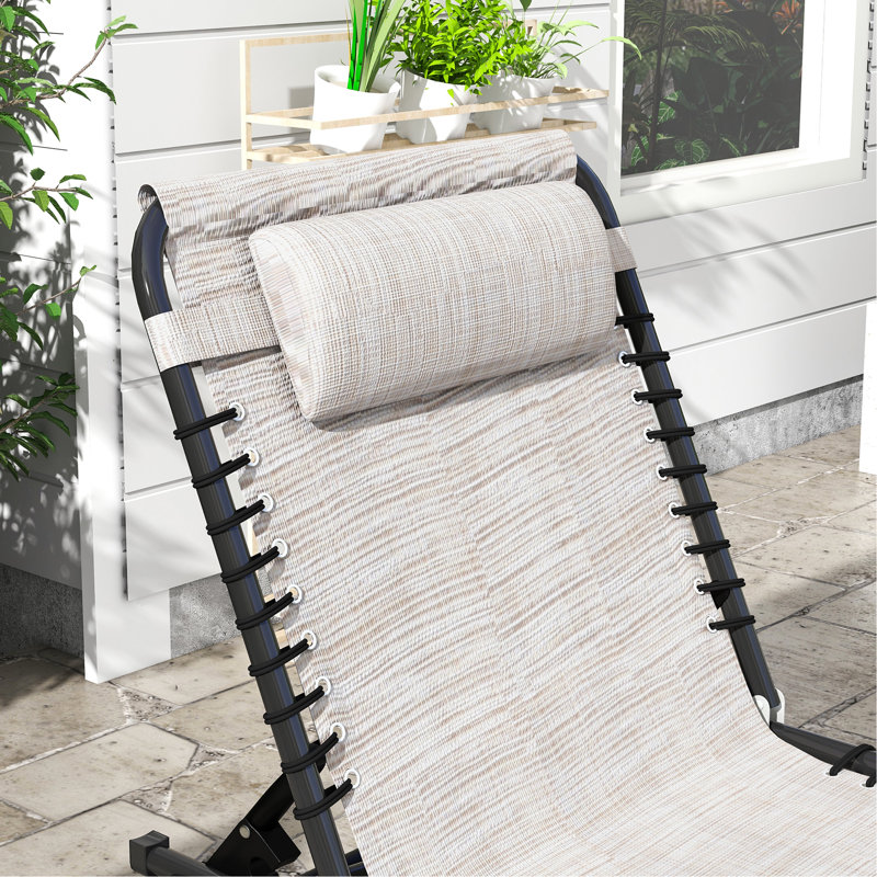 Chaise longue portative - 4 inclinables, siège en filet crème pour la terrasse, la plage, le dossier inclinable de la piscine, l'utilisation de la plage respirante