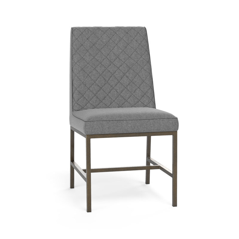 5West Upholstered Dining Chair, Dark Gray Performance Basketweave