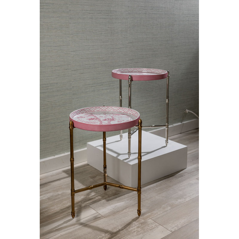 Jardin Tray with Stand, Polished Nickel, Blush