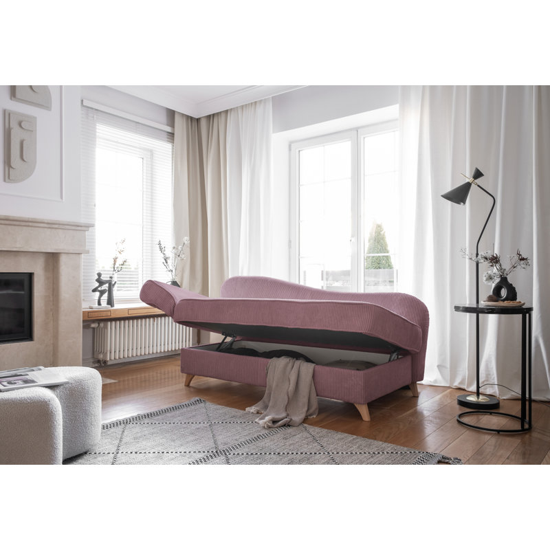 Chic Charlotte Storage Chaise Longue, Dusty Pink, Left facing