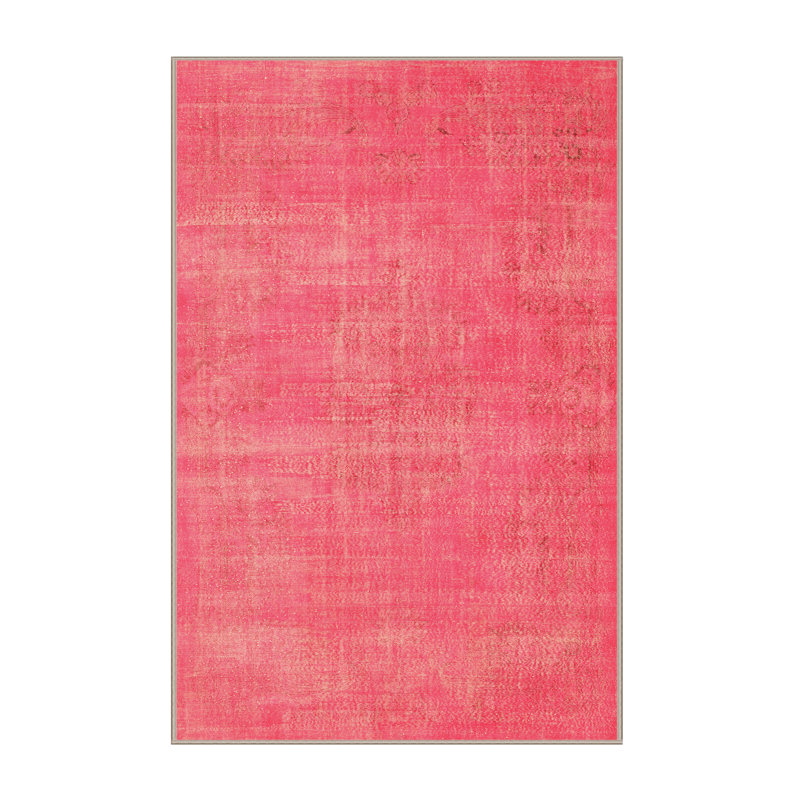 Tapis oriental rose tissé à la machine Mineta, Rectangle 8 pi x 10 pi
