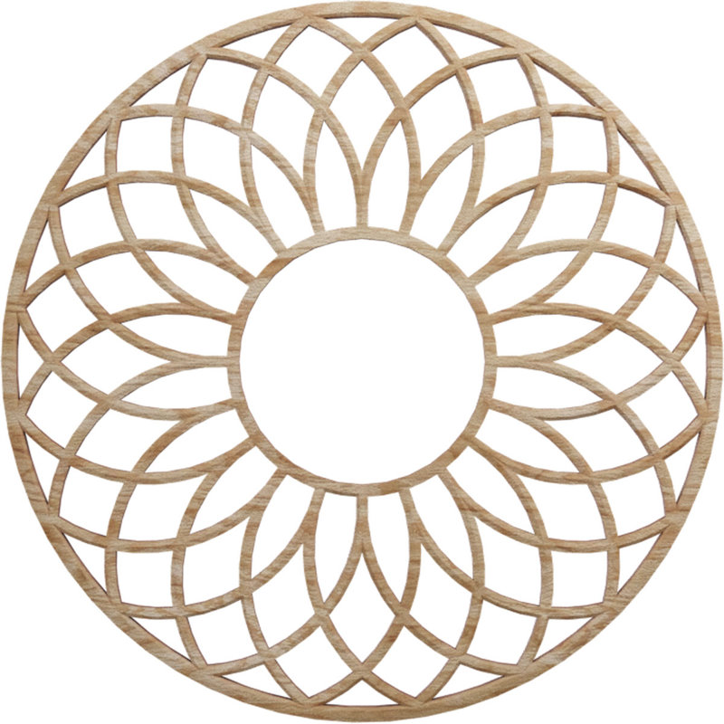 Médaillon de plafond 18 pi x 18 po x 6 1/8 po x P 1/4 po Cannes, Chêne rouge, H 16 po x l 16 po x P 0,38 po