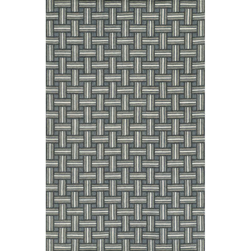 Abbott Hand Tufted Wool Geometric Area Rug in Blue, Rectangle 9' x 12'