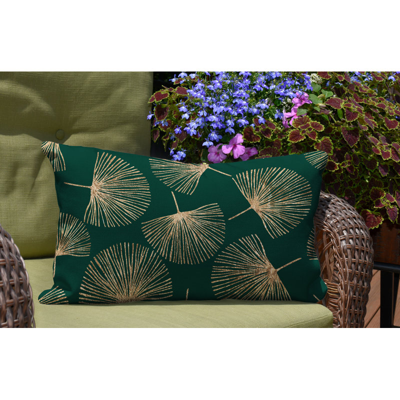 Coussin lombaire intérieur / extérieur Joba Dandilion, Émeraude / Or
