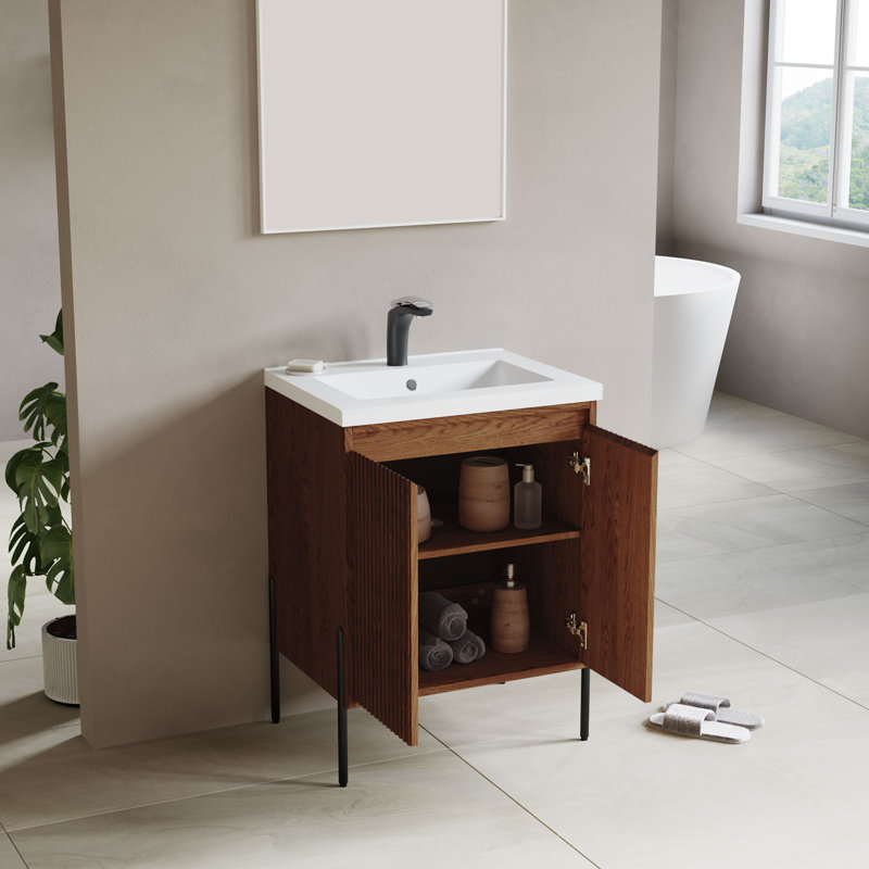 Ensemble de meuble-lavabo simple 24 po Lajerrica, Noyer