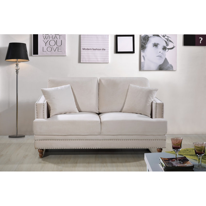 Aadi 62'' Velvet Loveseat, Ivory