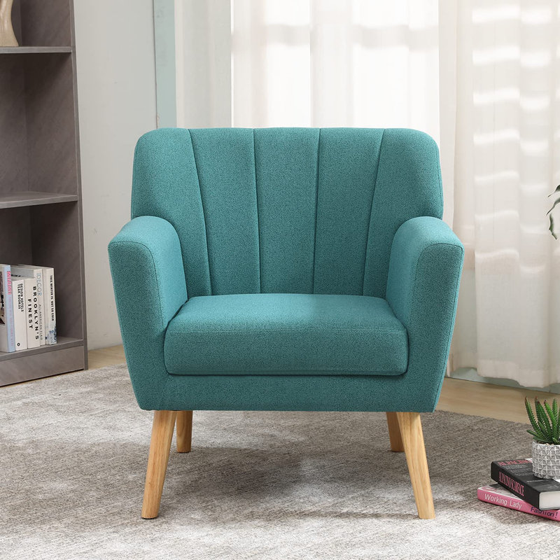 Fauteuil d'appoint Ayinde Mid Century, Lin vert
