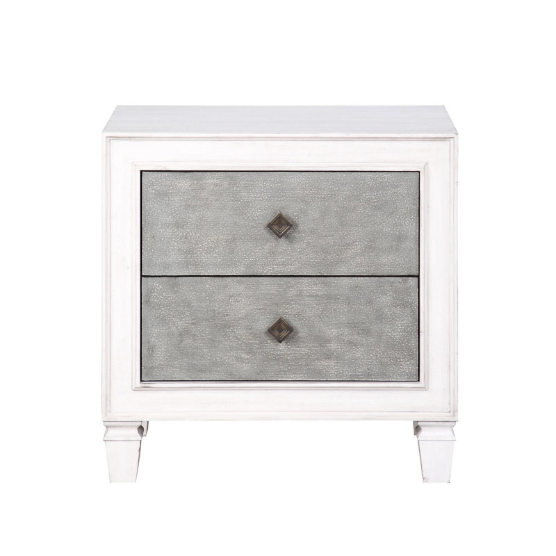 Table de chevet moderne avec 2 tiroirs - gris rustique
