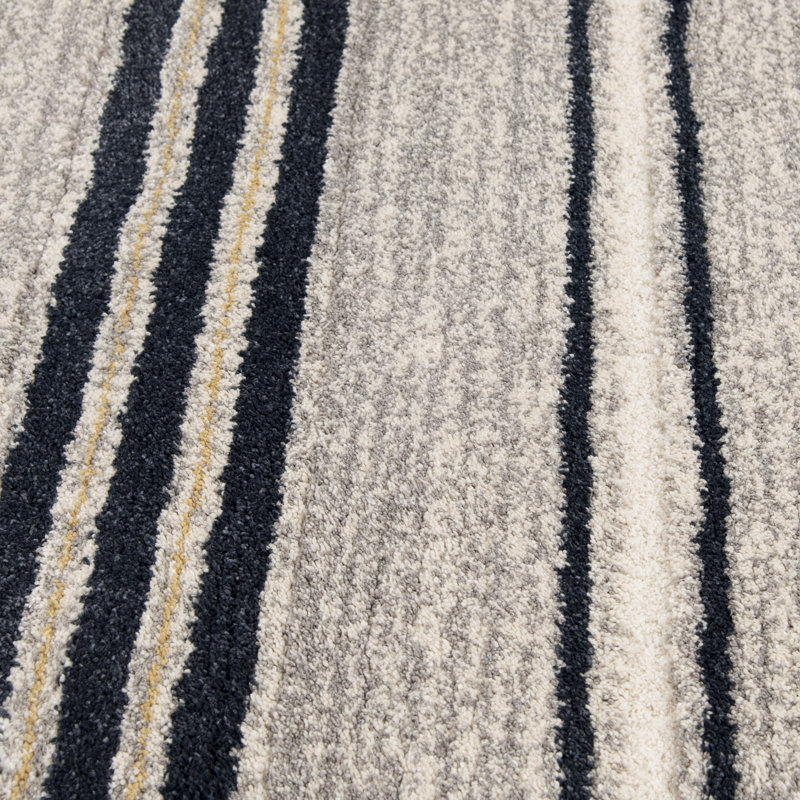 Tapis d'intérieur en polyester beige / noir Bungalow Rose Plath Sartell, Rectangle 7 pi 10,5 po x 9 pi 10,1 po