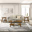 Table basse 3 de style Mid-Century moderne, couleur noyer et 3 tablettes avec tablettes stables