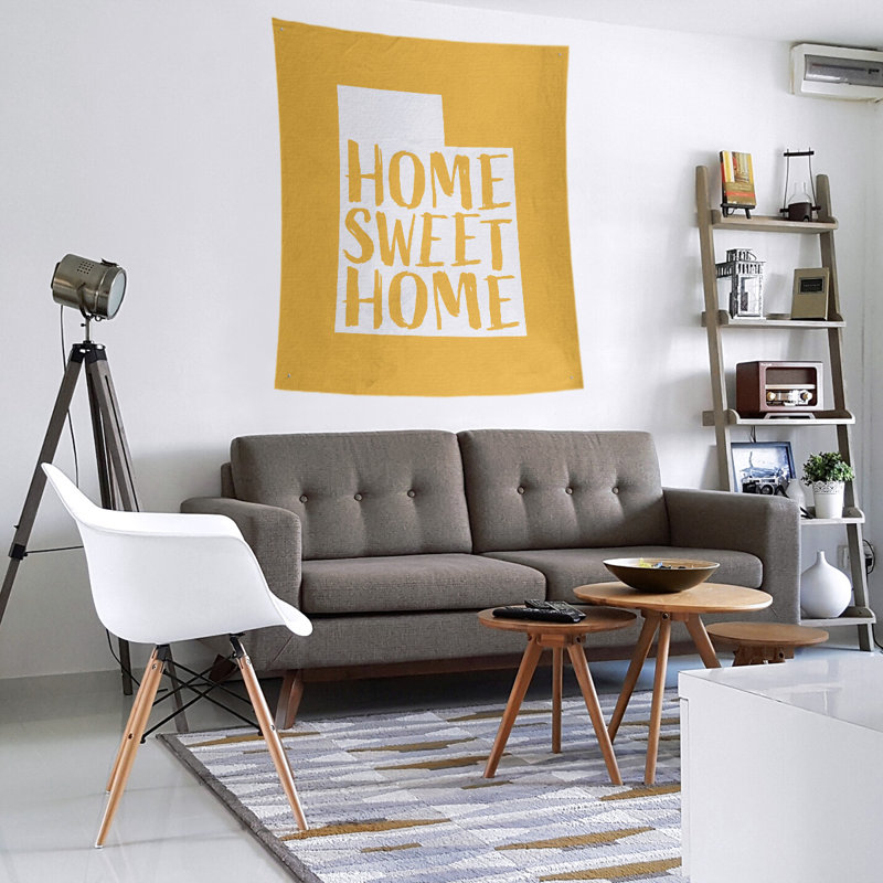 Tapisserie murale Home Sweet Utah, H 104 po x l 88 po, Jaune