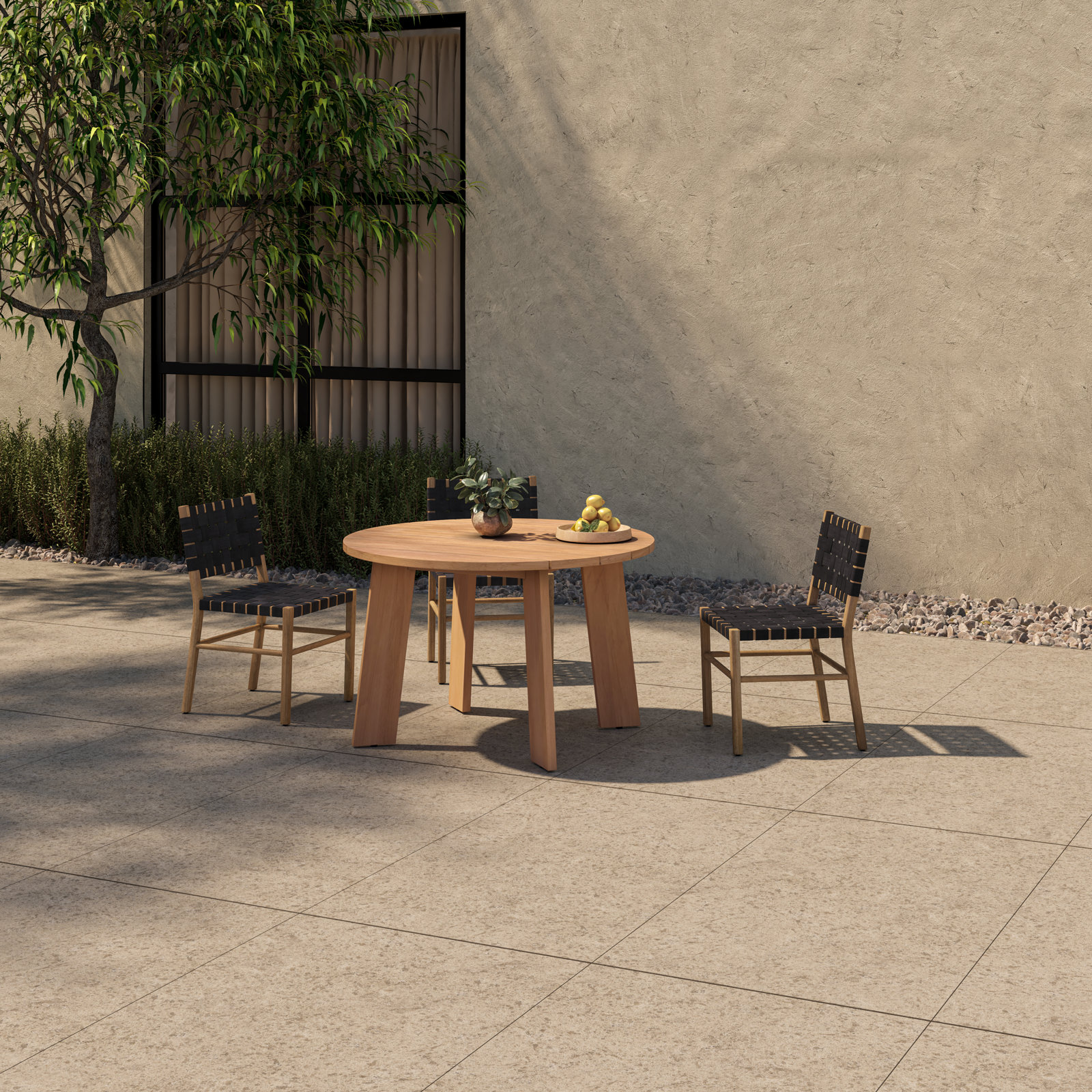 Pernelle 47" Teak Patio Dining Table, Natural/Natural
