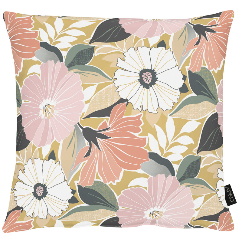 Astrid Floral Square Throw Cushion, Light Orange, 48cm H x 48cm W x 5cm D