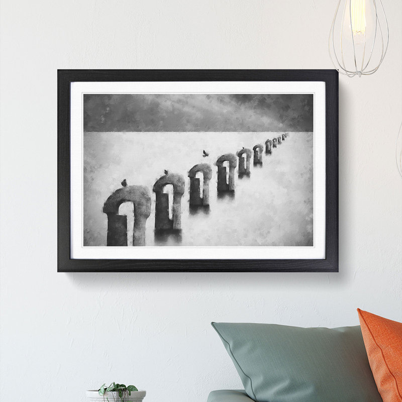 Perched Pigeons - Picture Frame Graphic Art Print, Black, 33cm H x 45cm W x 2cm D