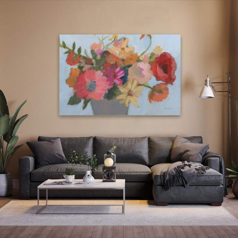 Bouquet d'été I - Bouquets bleus contemporains, H 60 po x l 40 po