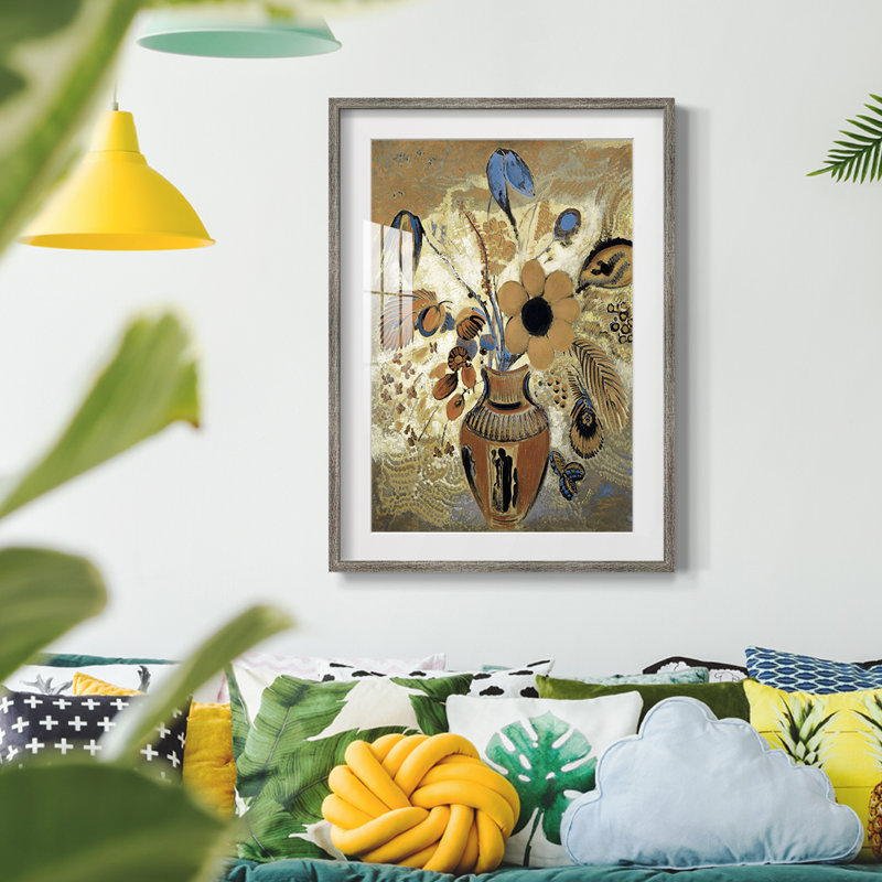 Vintage Floral Print CCCLVIII -Framed Print, Distressed Silver