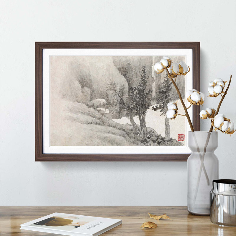 View of the Trees by Gong Xian - Framed Print, 36cm H x 48cm W x 2cm D, Walnut Framed