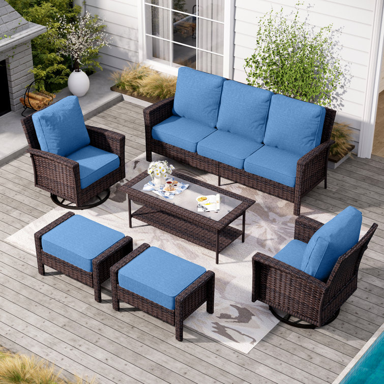 Nadilee Premium All-Weather Wicker - Person Patio Conversation Sets with Cushions