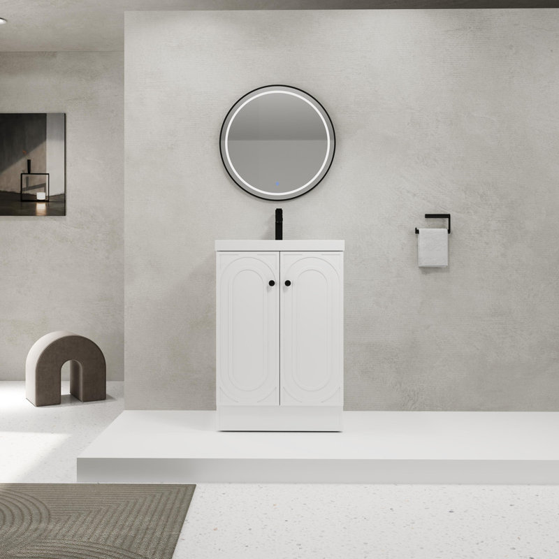 Meuble-lavabo autoportant avec lavabo en résine