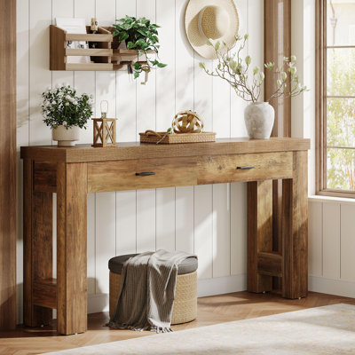 Farmhouse 63" Wood Console Table with 2 Drawers