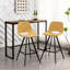 Of 2 Yellow Fabric Kitchen Counter Height Stools, With Cozy Upholstery And Stable Metal Legs