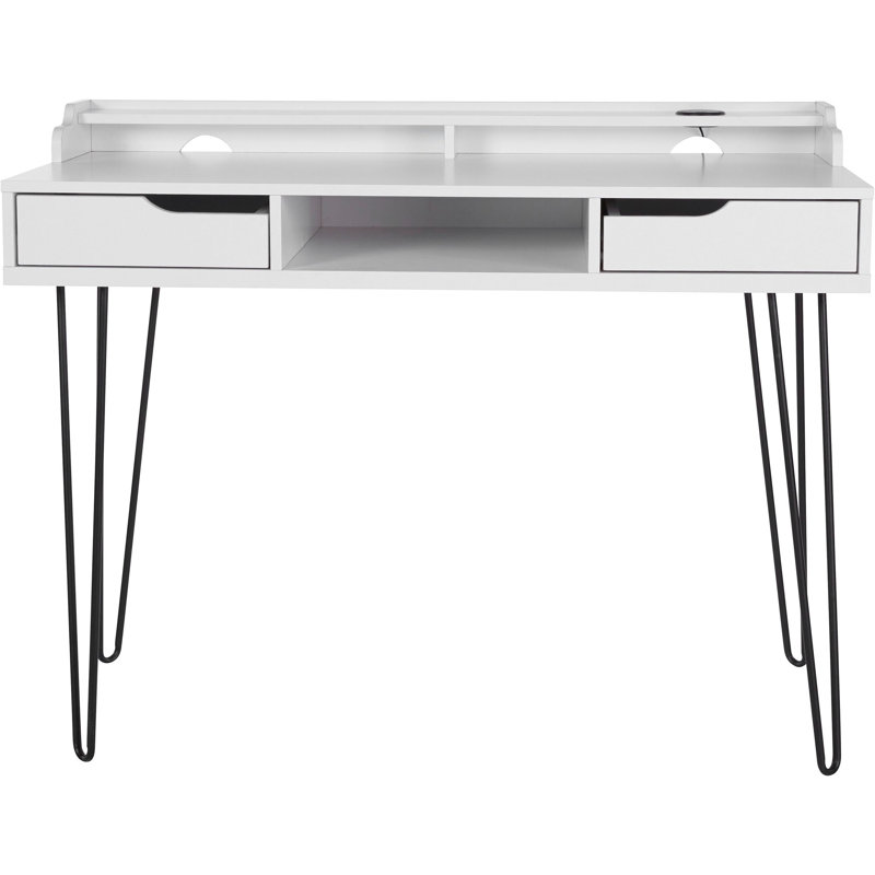Adlai Metal Base Writing Desk, White