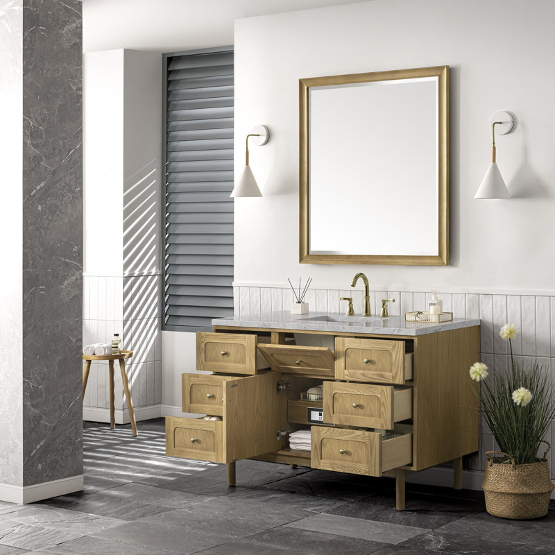 Laurent 48'' W Single Vanity, Parisien Bleu, 8" Widespread, Honey Brown
