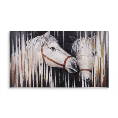 Two White Horses Kissing Tablecloth | Indoor/Outdoor Decor